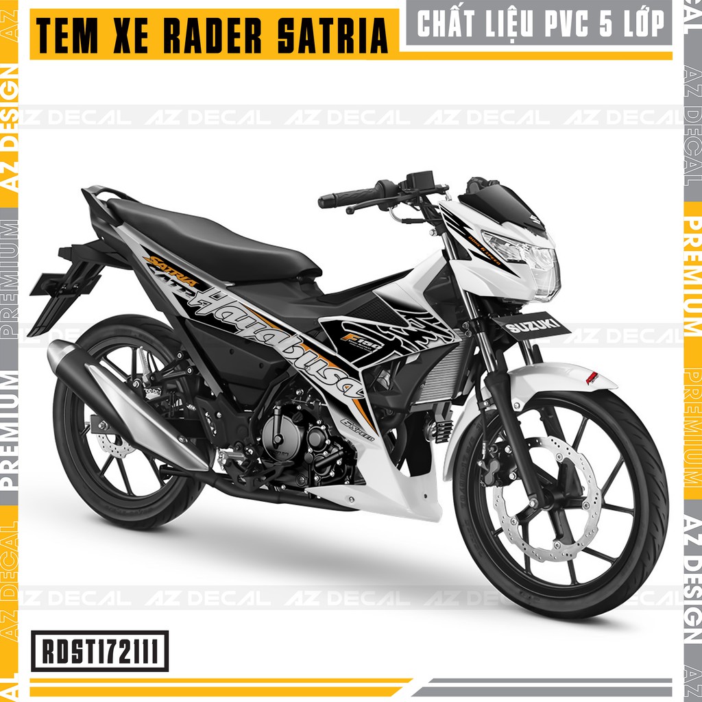 Tem Xe Suzuki Raider/Satria Mẫu Hayabusa Chọn Màu | RDST172111 | Decal PVC Chống Nước, Dễ Dán Màu Đỏ Đen Trắng Xanh