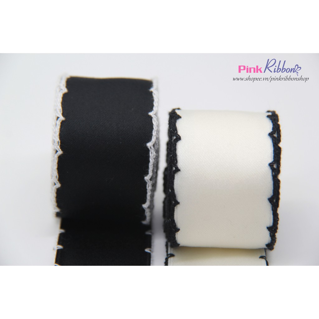 Lụa mờ thêu viền bô đê 32mm