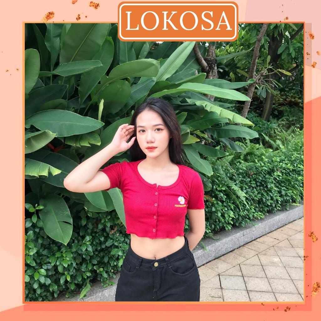 Áo Croptop Ôm Body LOKOSA , Áo thun Croptop tay ngắn sexy đẹp Kiểu Ulzzang AO006