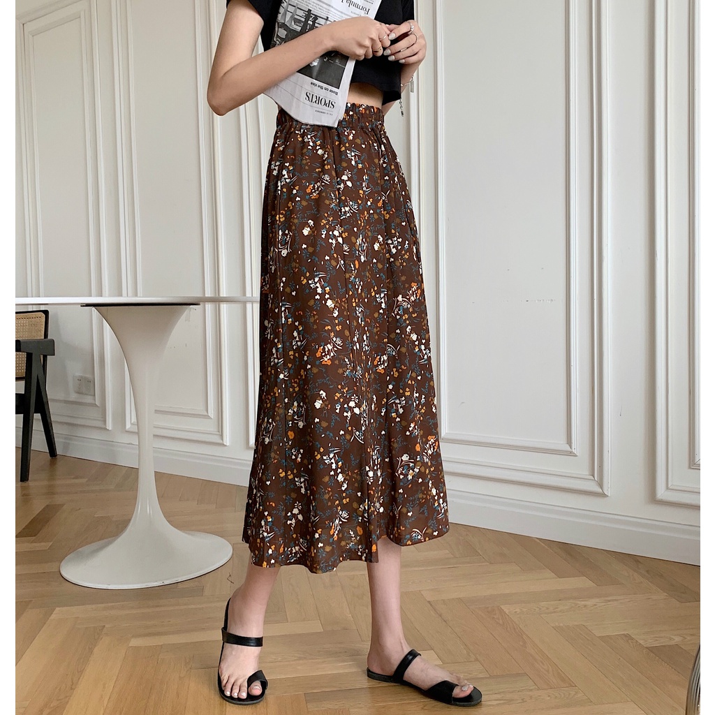 Chân váy hoa SUXI lưng cao thời trang dành cho nữ