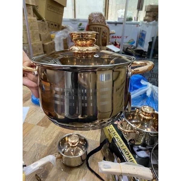 Bộ Nồi Đức 6 Món Vung Kính ENGELBERG EB Nhập Khẩu Chính Hãng