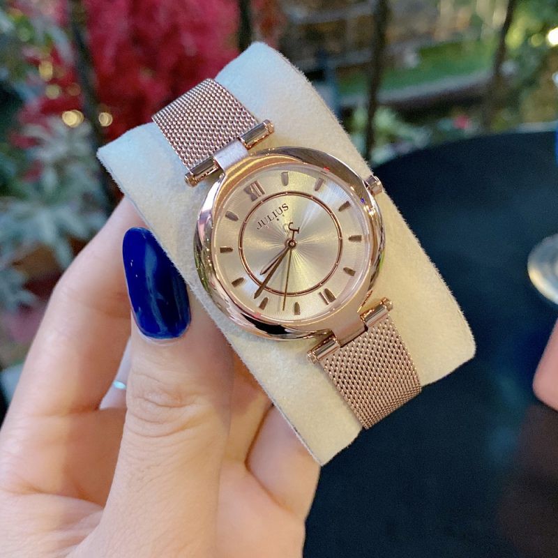 Đồng hồ nữ Julius Star Hàn Quốc JS-028 mặt kính Sapphire dây thép (Chọn màu)
