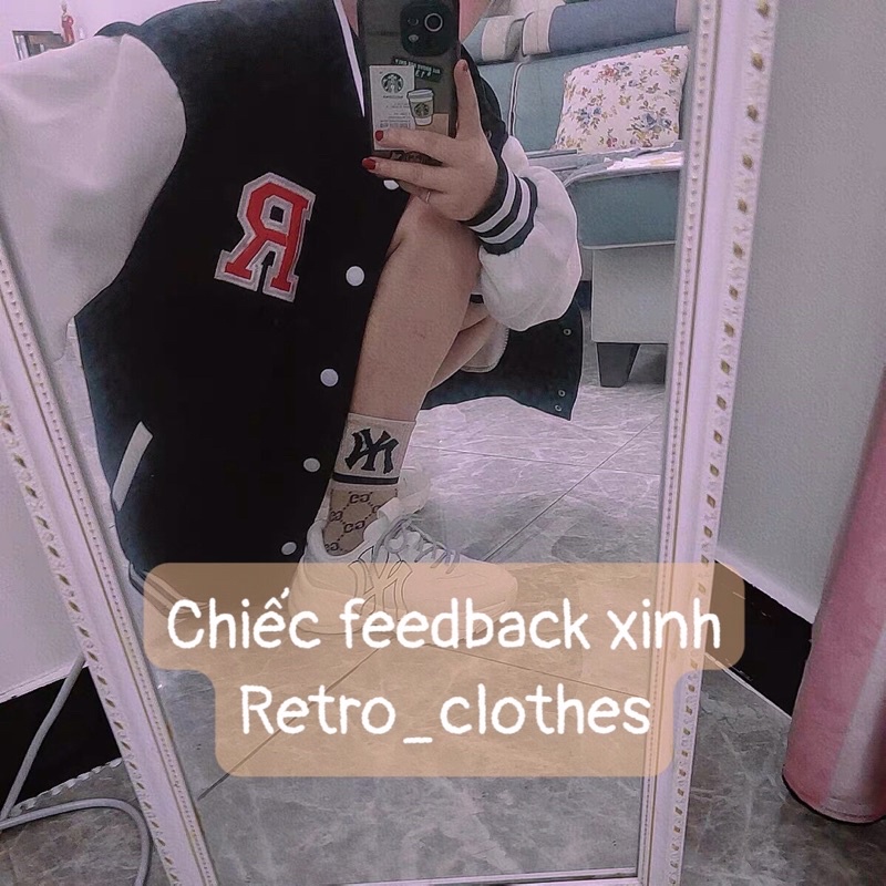 🍂 Áo Bomber Nam Nữ Cúc Bấm Thêu Nổi Chữ R Chất Nỉ gió dày dặn màu đen trắng dễ phối đồ | BigBuy360 - bigbuy360.vn