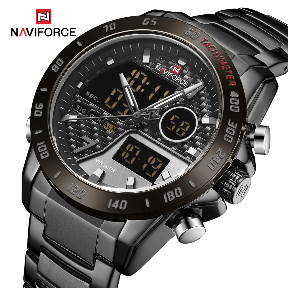 Naviforce Đồng Hồ Đeo Tay Điện Tử Chống Thấm Nước Màn Hình LED Phong Cách Quân Đội Cho Nam