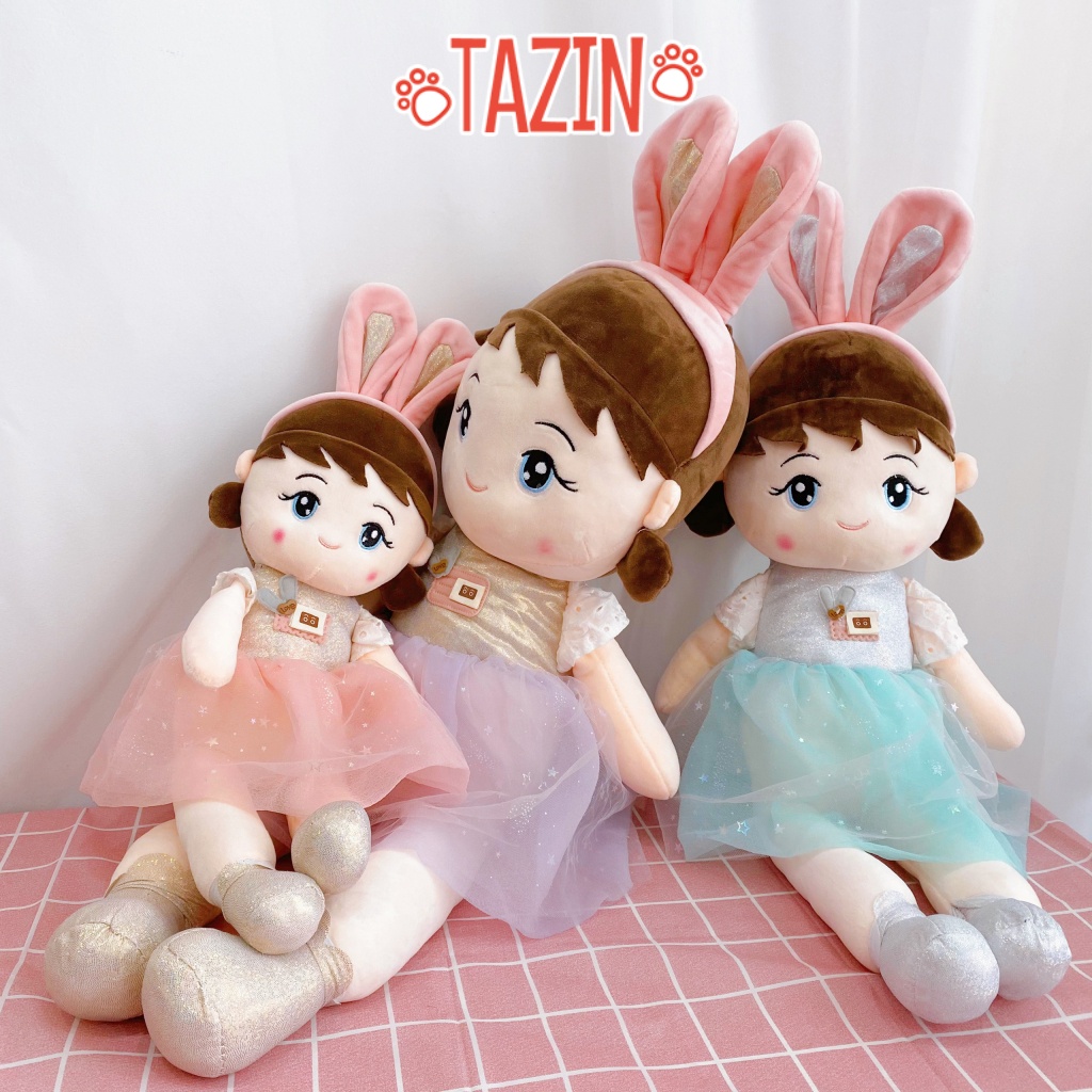 Búp bê váy nhũ tai thỏ cute dễ thương, búp bê bông váy nhũ tai thỏ cho bé cao cấp Tazin