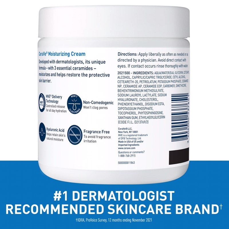 [Date 2025] Kem dưỡng ẩm Cerave moisturizing cream cho da mặt và toàn thân 539g, hàng chính hãng Mỹ