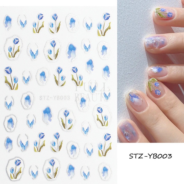 Miếng Dán Trang Trí Móng Tay Hình Hoa tulip Xinh Xắn