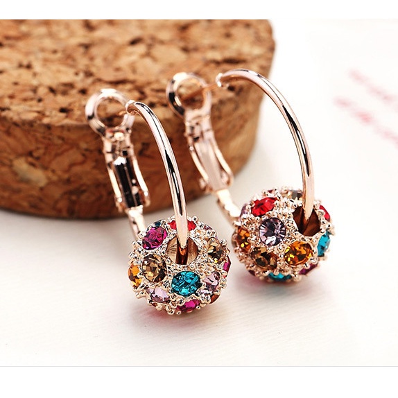 Đôi bông tai đính quả cầu pha lê thời trang cho nữ