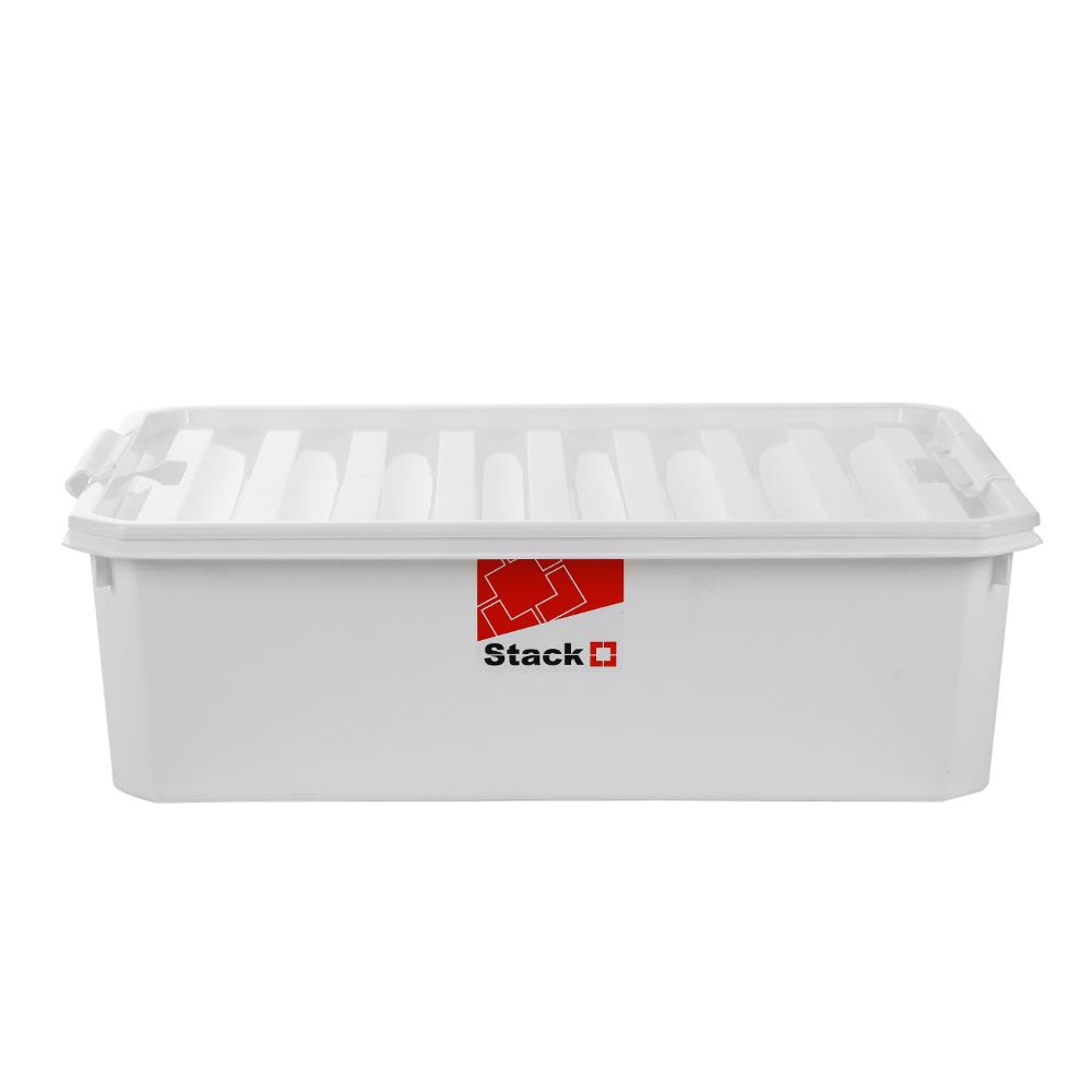 HomeBase STACKO Thùng nhựa đựng đồ đa năng có nắp 36L Thái Lan FAMILY W57.5xH17.5xD43.5cm màu trắng