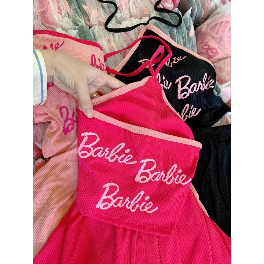 Set kiểu áo ống dây đeo cổ chữ babie mix quần đùi thun xòe hot xinh MS62