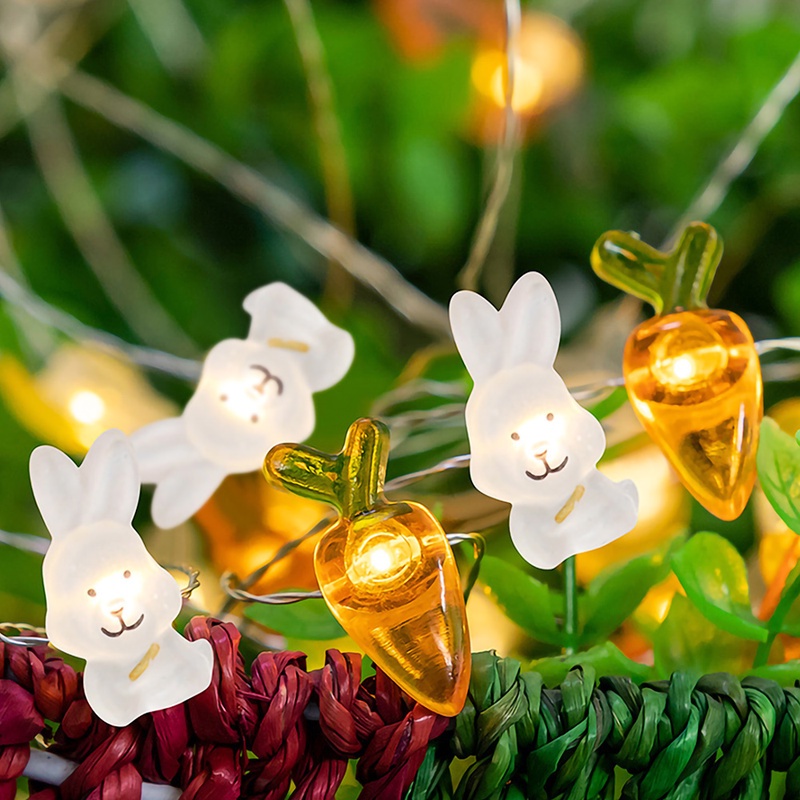 Dây Đèn Led Trang Trí 2M 20 Bóng Hình Thỏ Dễ Thương Chống Thấm Nước Kèm Hộp Pin Tiện Dụng