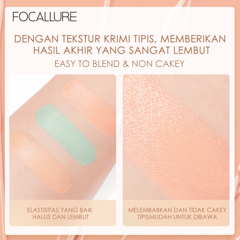 FOCALLURE 5 màu Kem che khuyết điểm Độ che phủ cao Chống thấm nước Lâu dài Tấm che khuyết điểm nhẹ