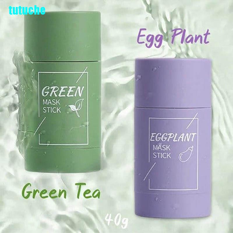 tutu Green Tea Purifying Clay Stick Mask Oil Control Anti-Acne Eggplant Solid Fine