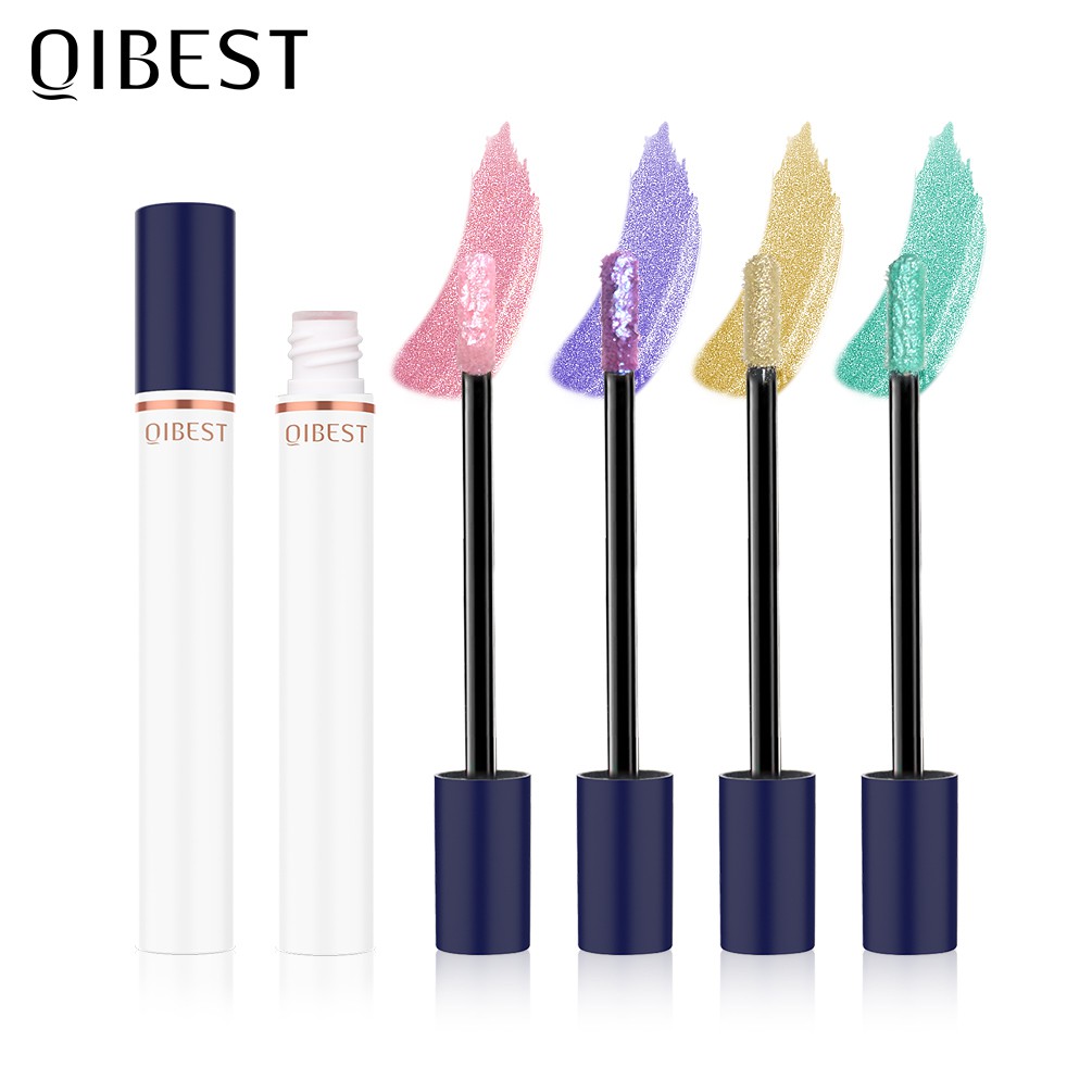 Set 4 phấn mắt kiêm kẻ mắt dạng lỏng QIBEST ánh nhũ nhiều màu chống thấm nước chất lượng cao