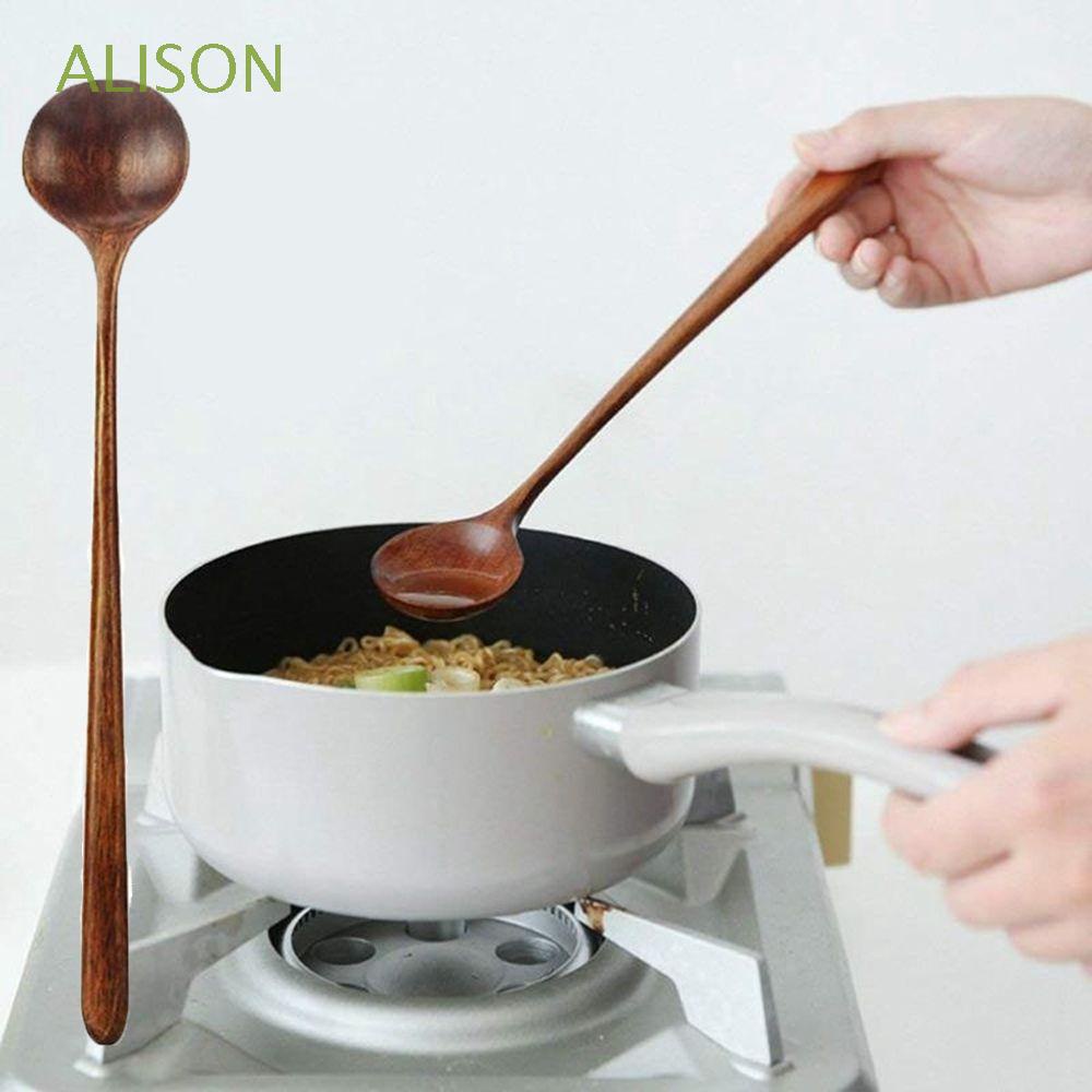 Thìa súp bằng gỗ tròn 10.9 inch phong cách Hàn Quốc tiện dụng