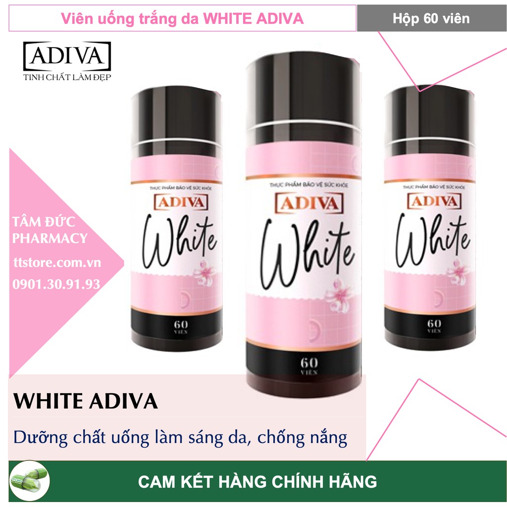 ADIVA WHITE [Hộp 60 viên] - Viên uống làm sáng da và chống nắng (White Adiva)