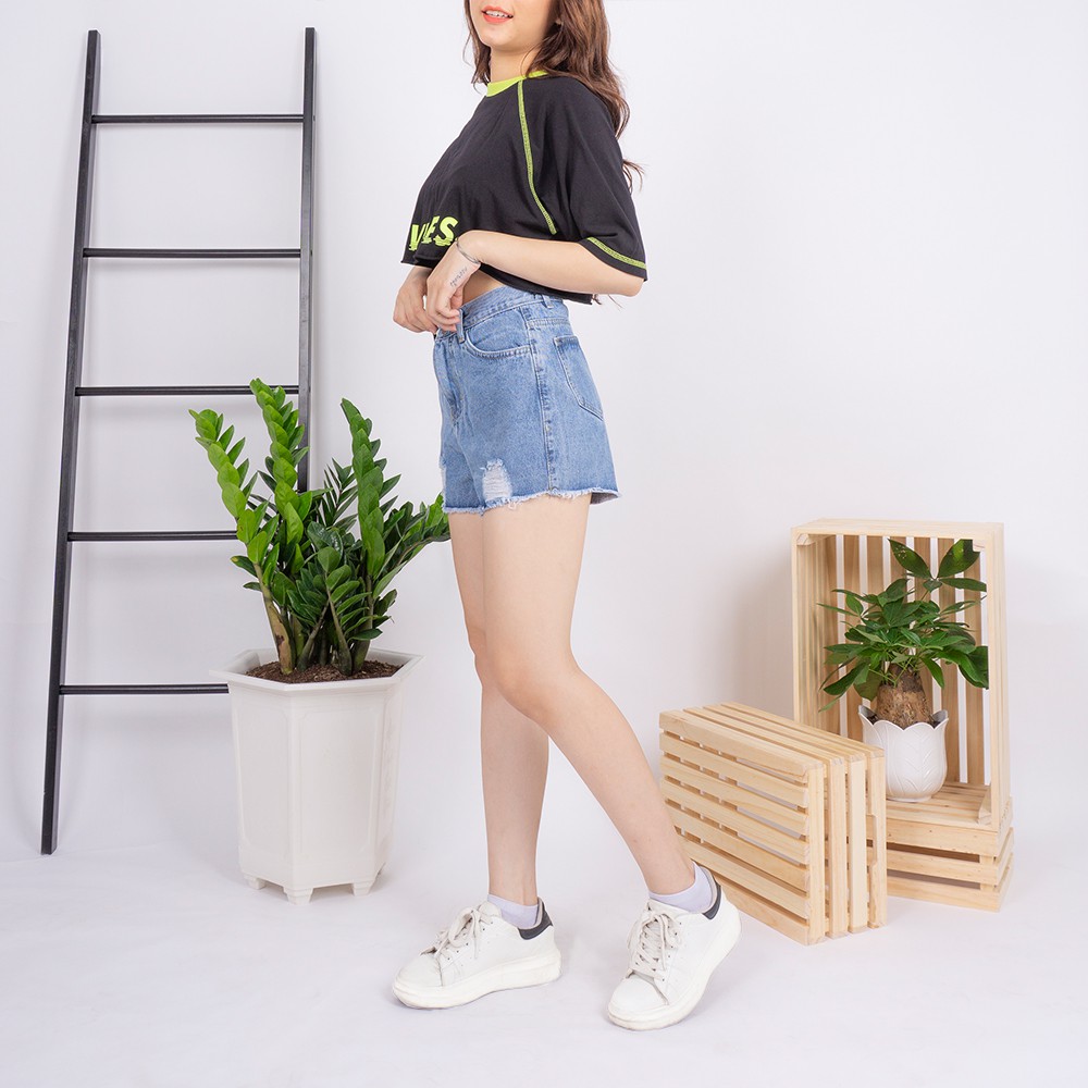 [Mã FAMAYWA giảm 10K đơn 50K] Quần short jean nữ Ulzzang GENZ lưng cao không gấu rách ống ZWJ021 | BigBuy360 - bigbuy360.vn