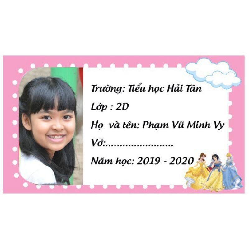 Combo 20 nhãn vở in hình bé nội dung theo yêu cầu
