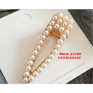 Kẹp tóc mỏ vịt đính hạt trai - 3