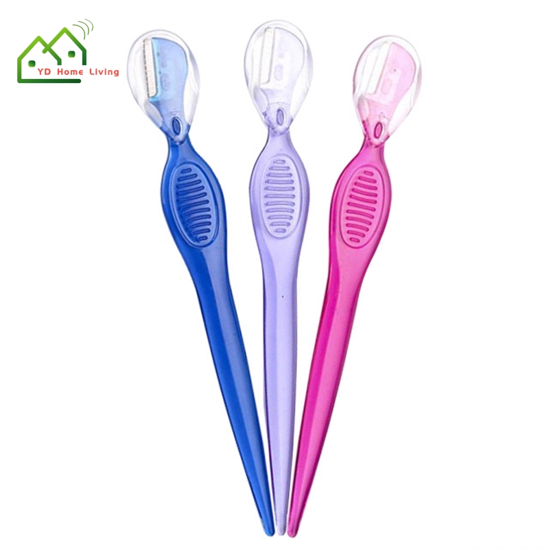 Dụng cụ dao cạo trong suốt bằng thép không gỉ lưỡi ngắn để định hình chân mày với màu đỏ xanh dương tím