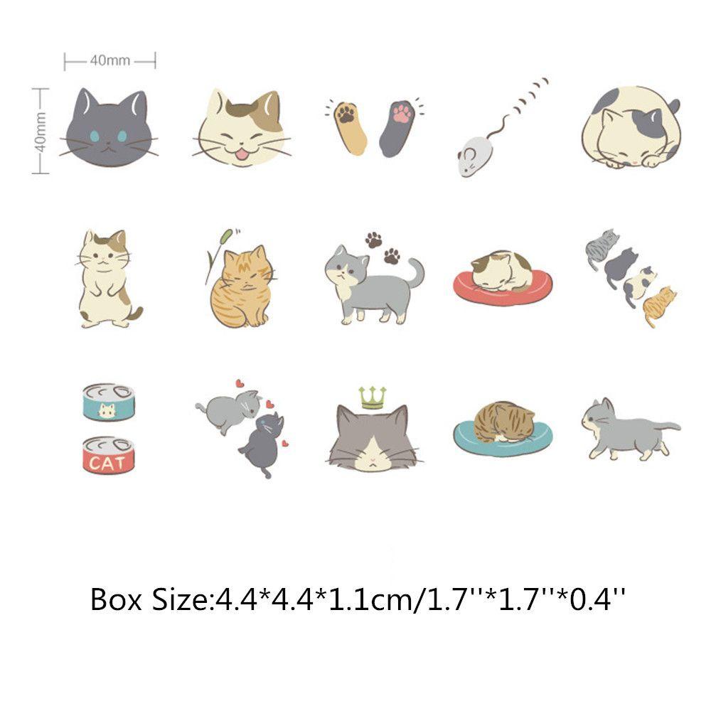 Sticker Dán Trang Trí Nhật Ký Hình Mèo Dễ Thương Bắt Mắt