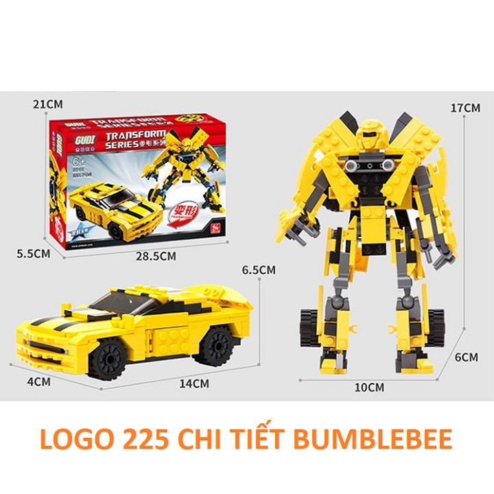 [LEGO 225 CHI TIẾT] BỘ LEGO Transformer BUMBLEBEE - Lego ô tô biến hình 225 chi tiết
