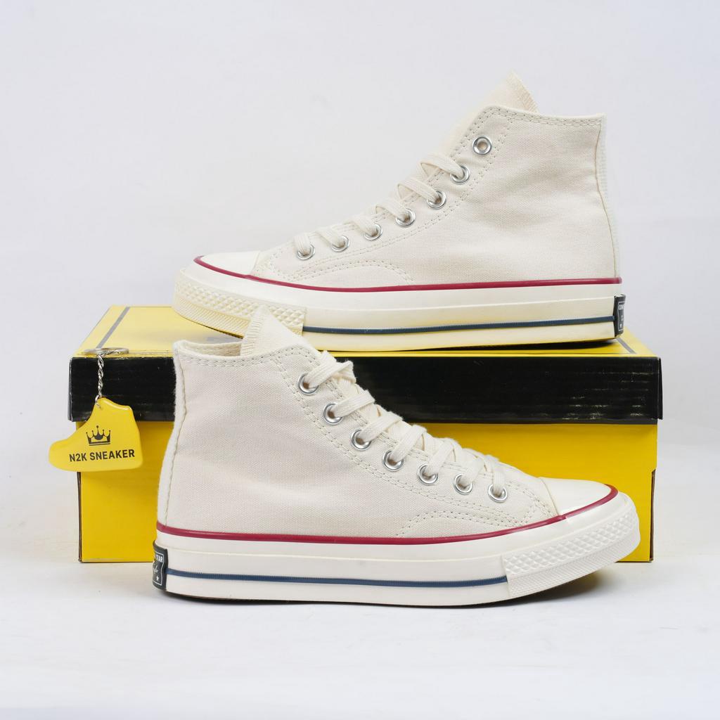 Giày converse cổ cao màu kem CV đen cao sneaker nam nữ cao cấp, full box N2K