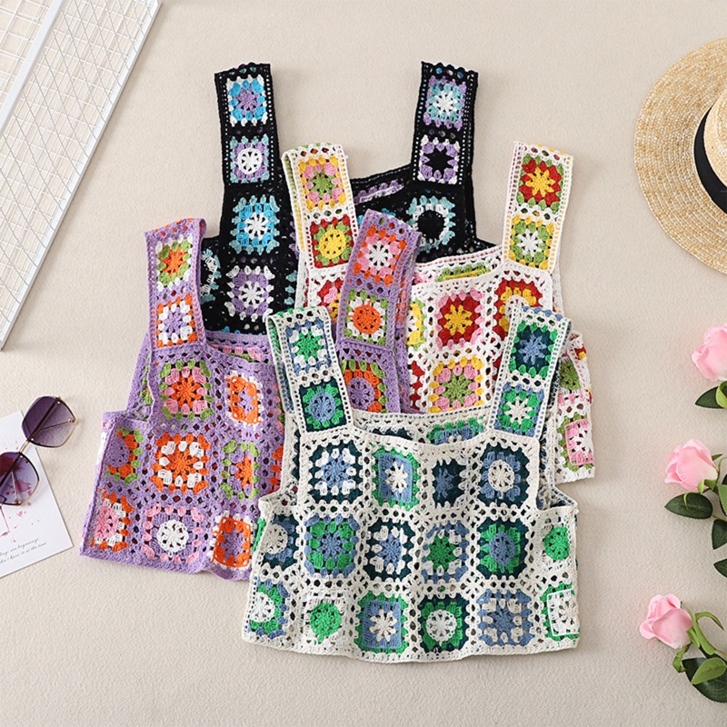 Áo Croptop Không Tay Họa Tiết Hoa Phong Cách Boho Ngọt Ngào Cho Nữ