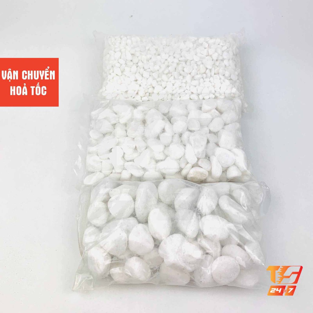 1kg Sỏi Trắng Trang Trí Hồ Cá, Bể Thủy Sinh - Tiểu Cảnh Sân Vườn, Lót Chậu