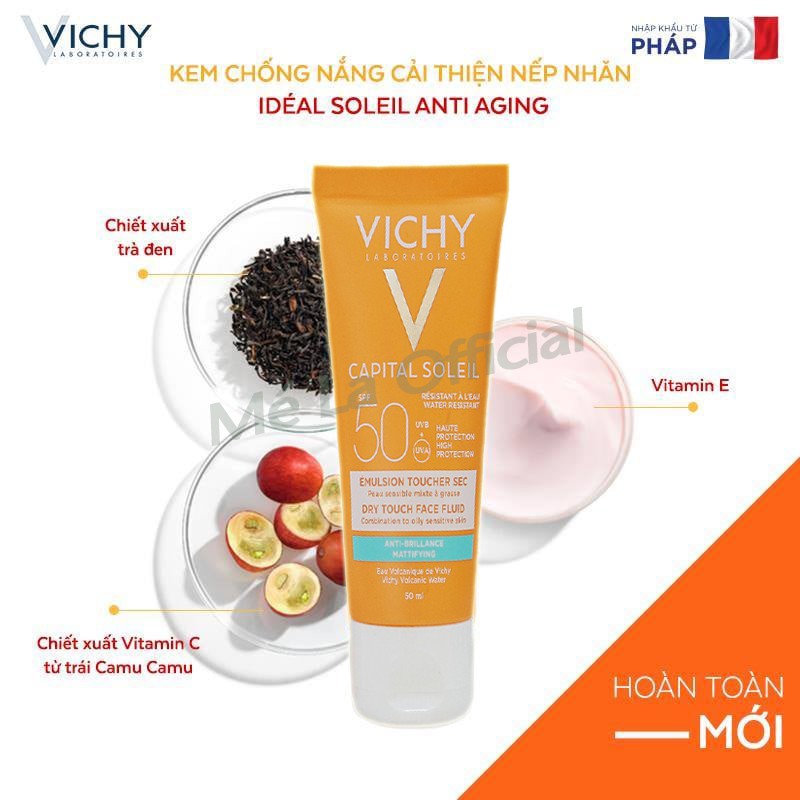 [ MẪU MỚI ] Kem Chống Nắng Vichy SPF 50 Ideal Soleil Mattifying Face Fluid Dry Touch 50ml - MÉ LA