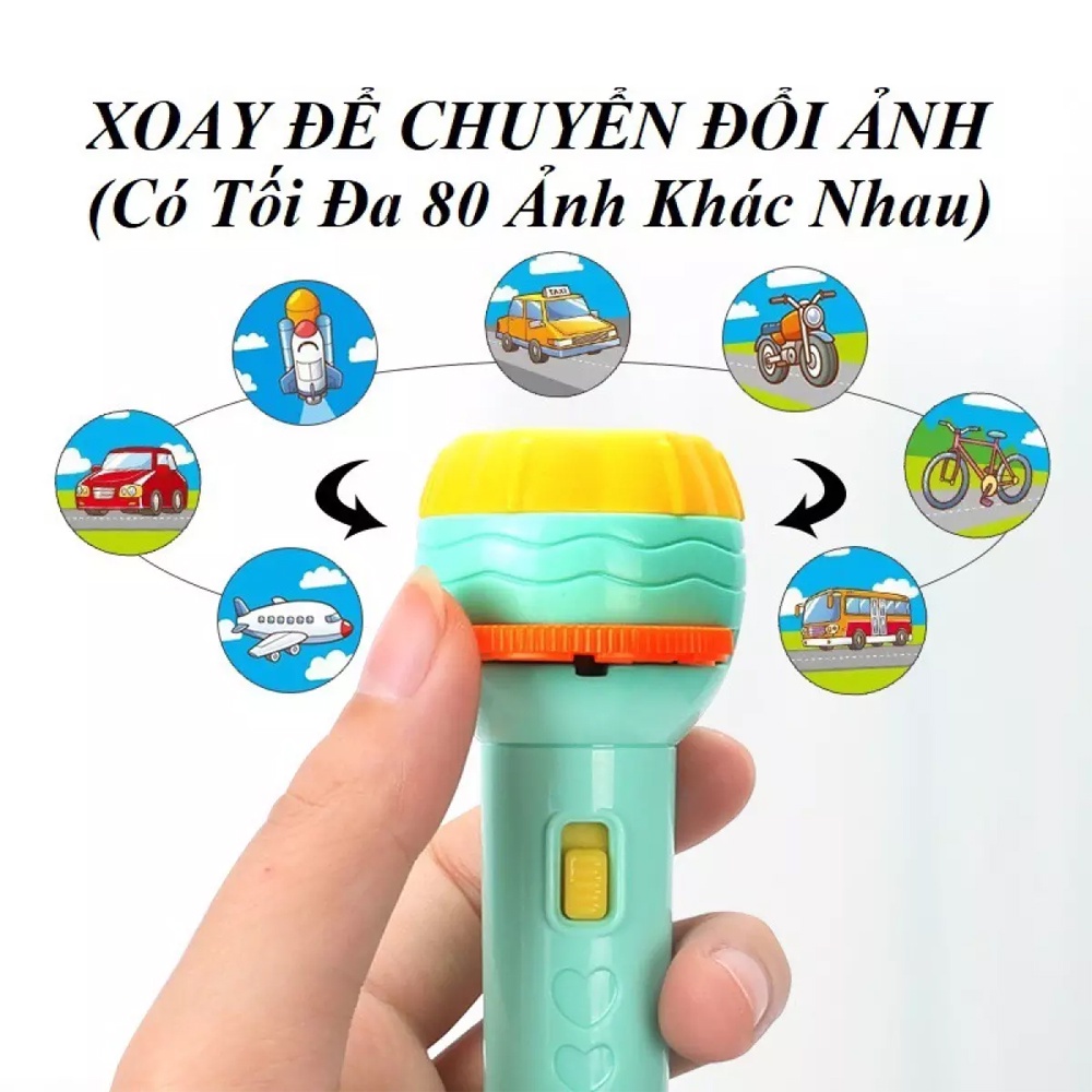 Đồ chơi cho bé Đèn pin chiếu 80 hình ảnh nhiều chủ đề, Đồ chơi thông minh Space Kids