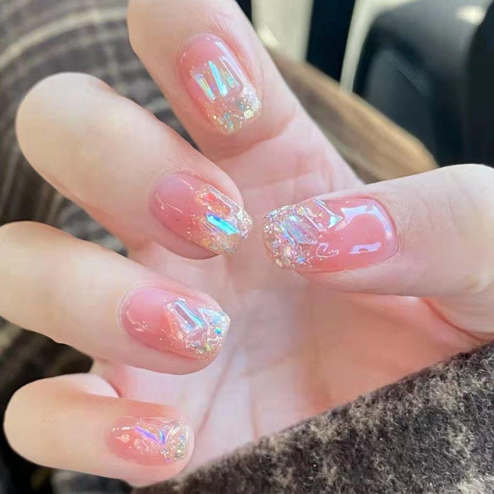 Hộp 24 Móng Tay Giả Ngắn / Tròn / Vuông Có Thể Tháo Rời MIHAN1