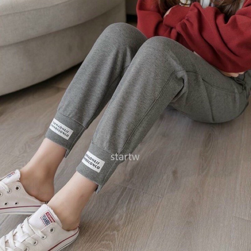 Quần dài bầu thể thao thu đông da cá bo gấu jogger đẹp