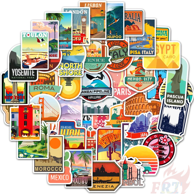 ❉ Famous Tourist City Travel Landscape Stickers ❉ 50Pcs/Set DIY Fashion Decals Doodle Stickers