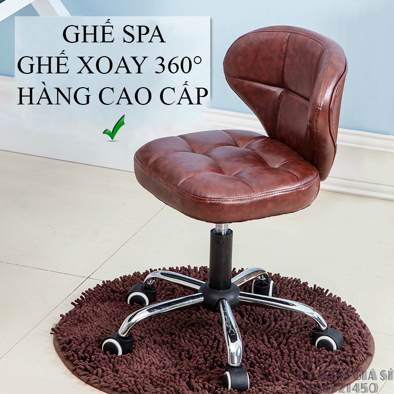 GHẾ SPA GHẾ XOAY CHO THỢ XĂM LOẠI CÓ TỰA (HÀNG CAO CẤP)