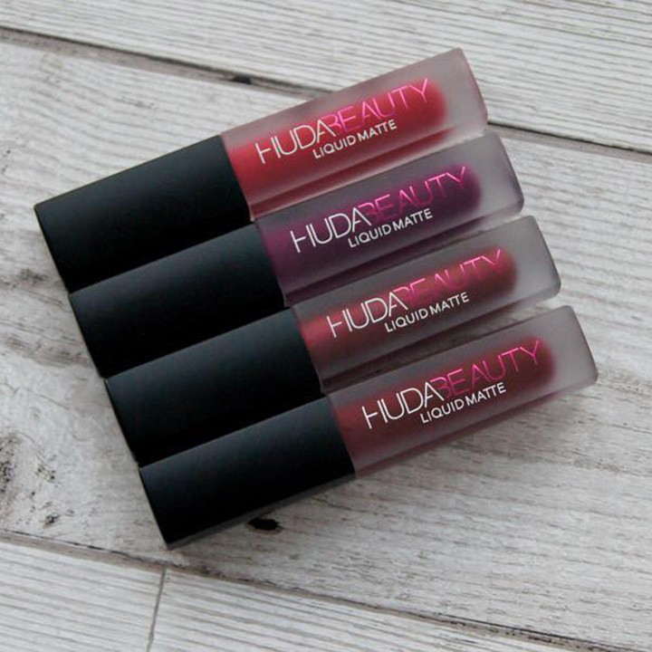 Son môi son lì giá rẻ huda beauty liquid matte đẹp cao cấp loại tốt nhất màu hồng đỏ trầm sk173