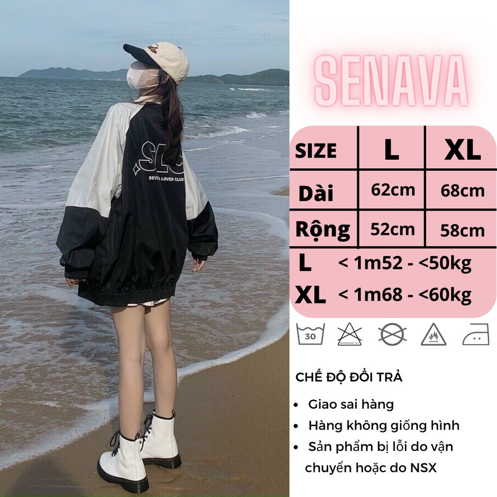 Áo khoác dù nữ SLC Jacket, Áo khoác gió bomber Unisex chống nắng 2 lớp SENAVA AK66