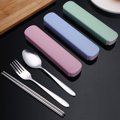 Bộ Muỗng Đũa Nĩa Inox Có Hộp Dành Cho Văn Phòng Hoặc Đi Du Lịch Tiện Lợi