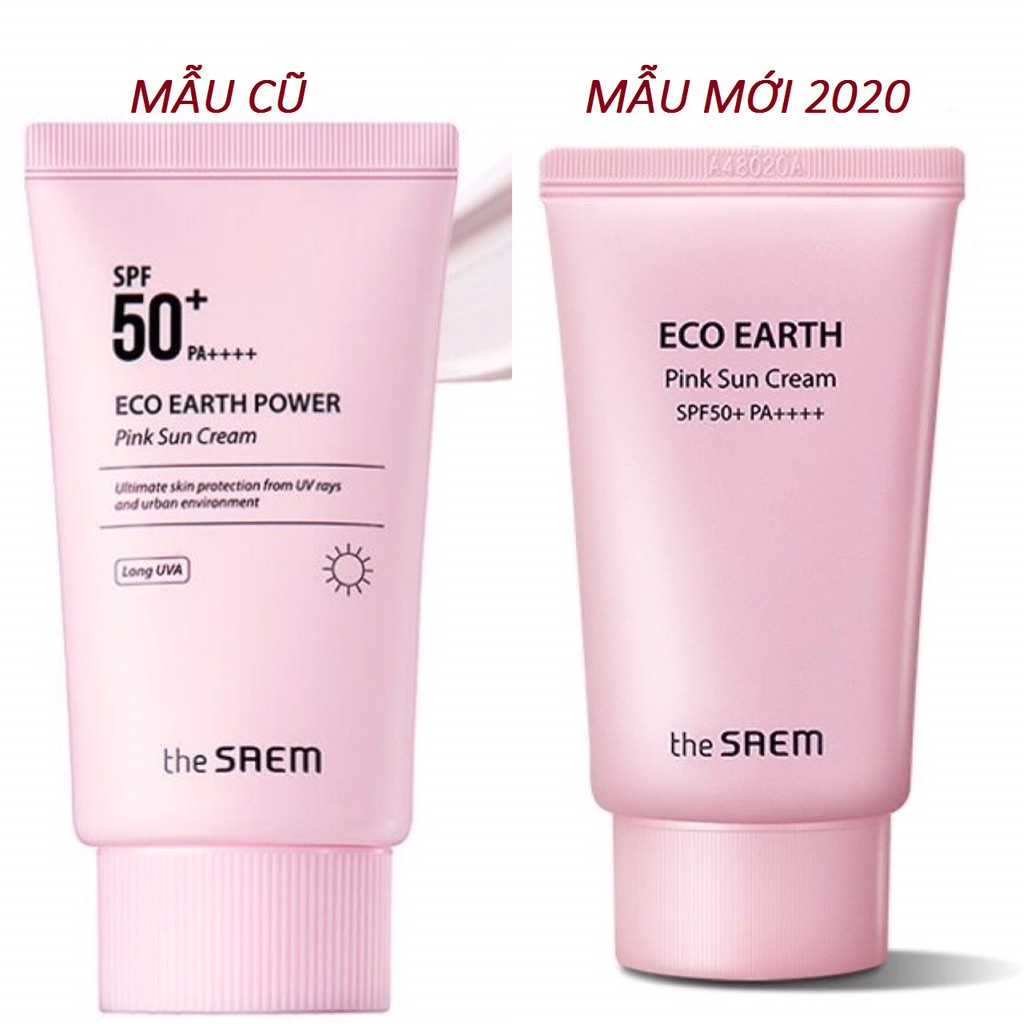 NEW 2021 - Kem Chống Nắng THE SAEM Eco Earth Power Pink Sun Cream EX SPF50+ PA++++