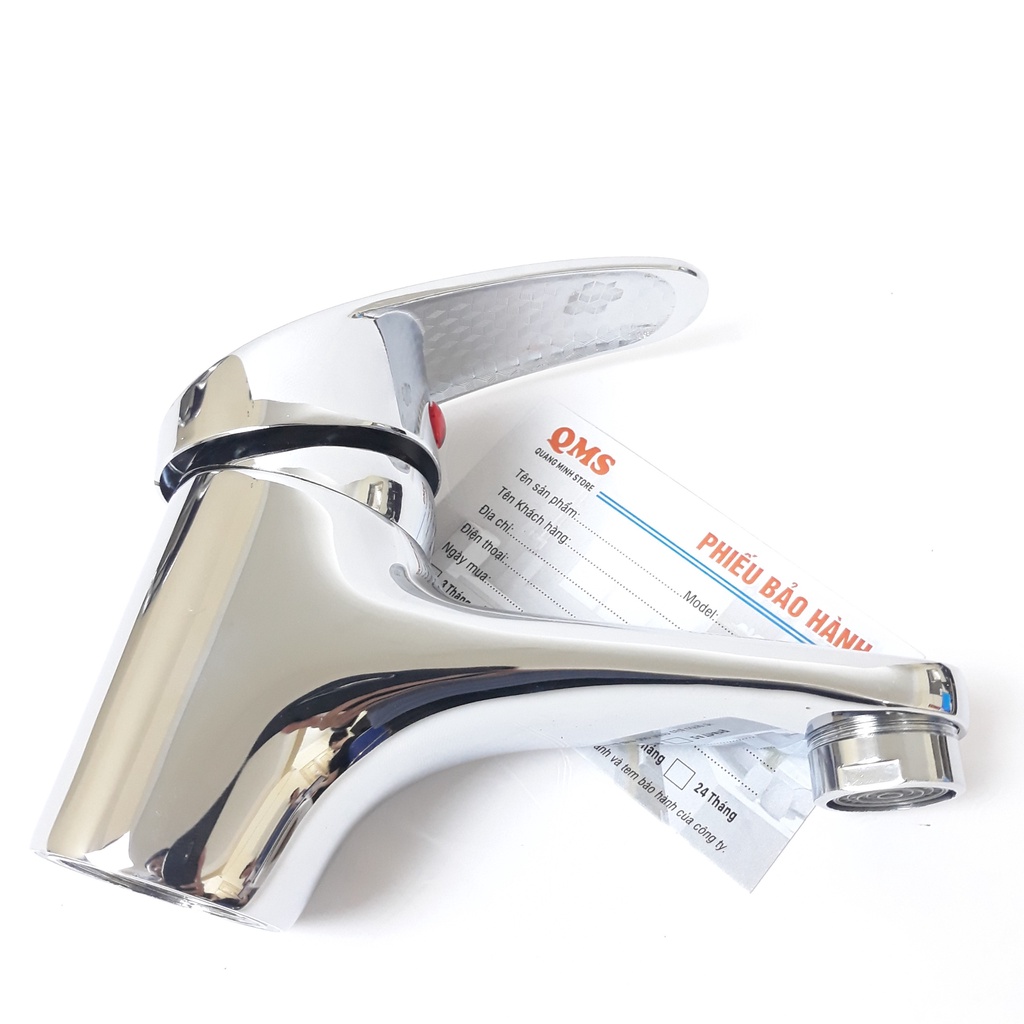 Vòi lavabo, Vòi Bồn Rửa Mặt Nóng Lạnh Inox cao cấp. Thân đúc nguyên khối cao 11cm - lớp mạ bền vững với mọi môi trường.