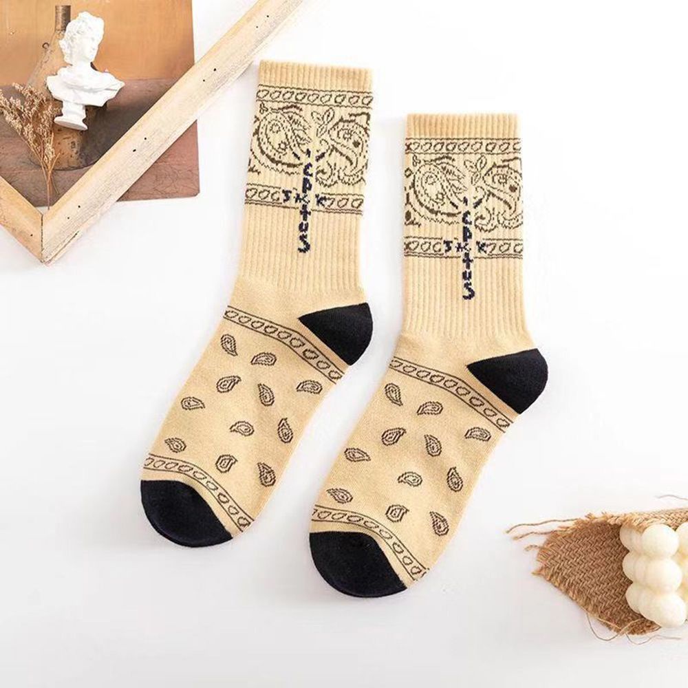 Vớ cotton ống dài thoáng khí in chữ thời trang dành cho nam và nữ