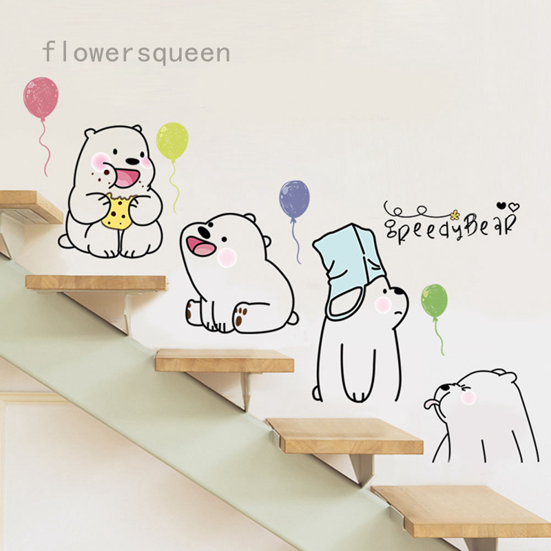 flowersqueen Decal Dán Tường Hình Gấu Lười
