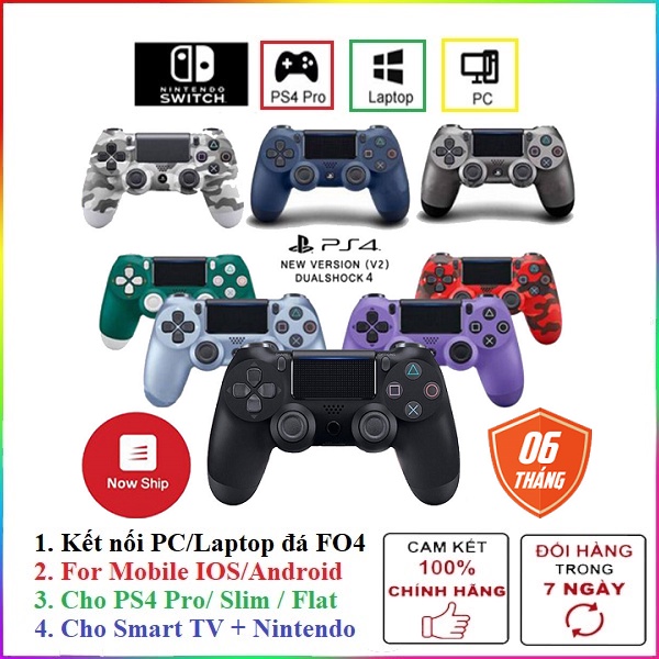 🎮Tay PS/4 Tại Hà Nội🎮 Tay Cầm Chơi Game Bluetooth Không Dây Cho Pc/ Ps/4/ Ios/ Android Dualshock4