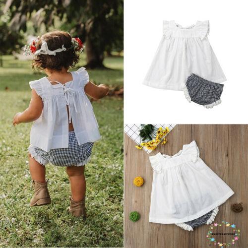 Set đầm ngắn tay cổ tròn + Quần lót dễ thương cho bé gái