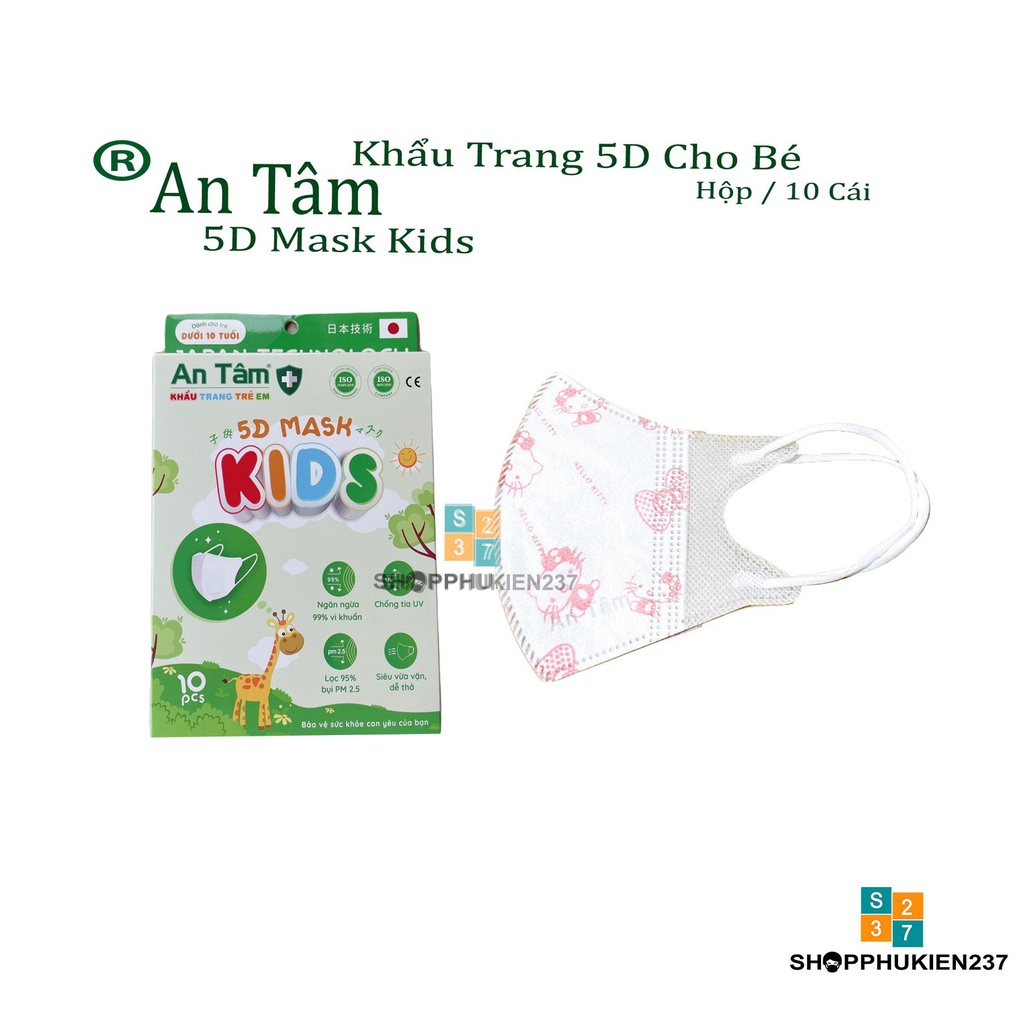 10 Cái Khẩu Trang Cho Bé 5D An Tâm Hàng 3 Lớp Vải SMS Nhiều Mẫu Mã