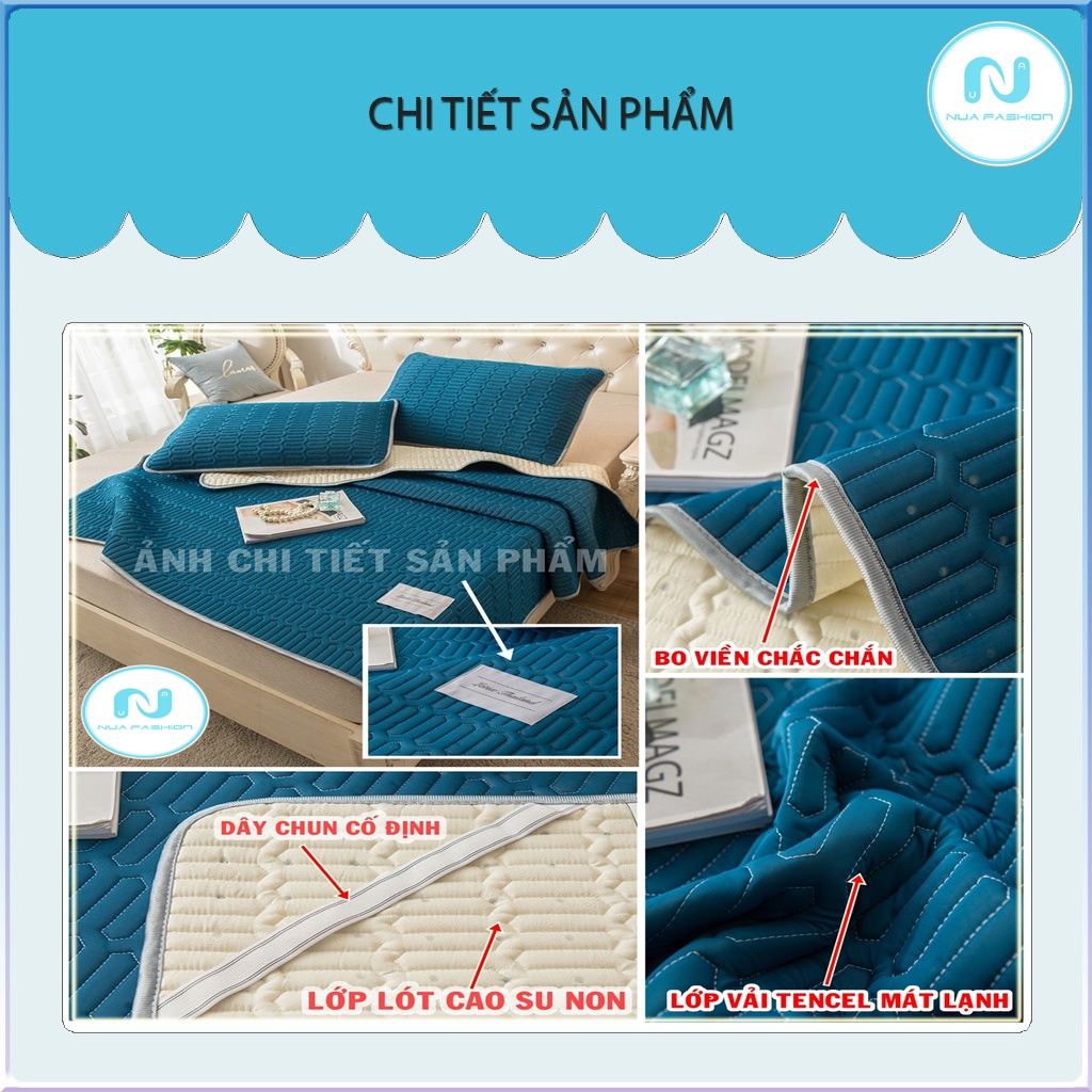 Chiếu điều hòa tencel latex NUA Fashion Bedding ga điều hòa cao su non kèm 2 vỏ gối hoạ tiết màu trơn m6/m8