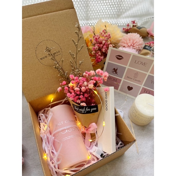 Set quà tặng sinh nhật, giáng sinh, 20/10, 20/11, 8/3 nến thơm decor dễ thương