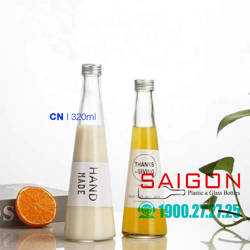 Chai Thủy Tinh Nón Miệng Nhỏ 320ml Nắp Nhôm