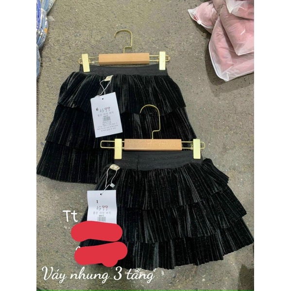 Chân váy nhung 3 tầng cao cấp cho bé gái