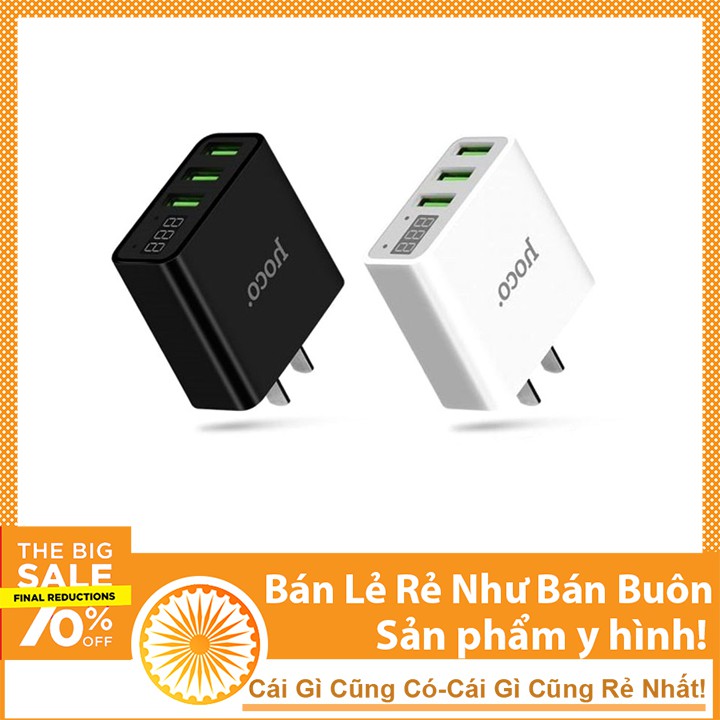 Củ Sạc Nhanh Hoco 3 Cổng USB C15 3A Hiển Thị Led